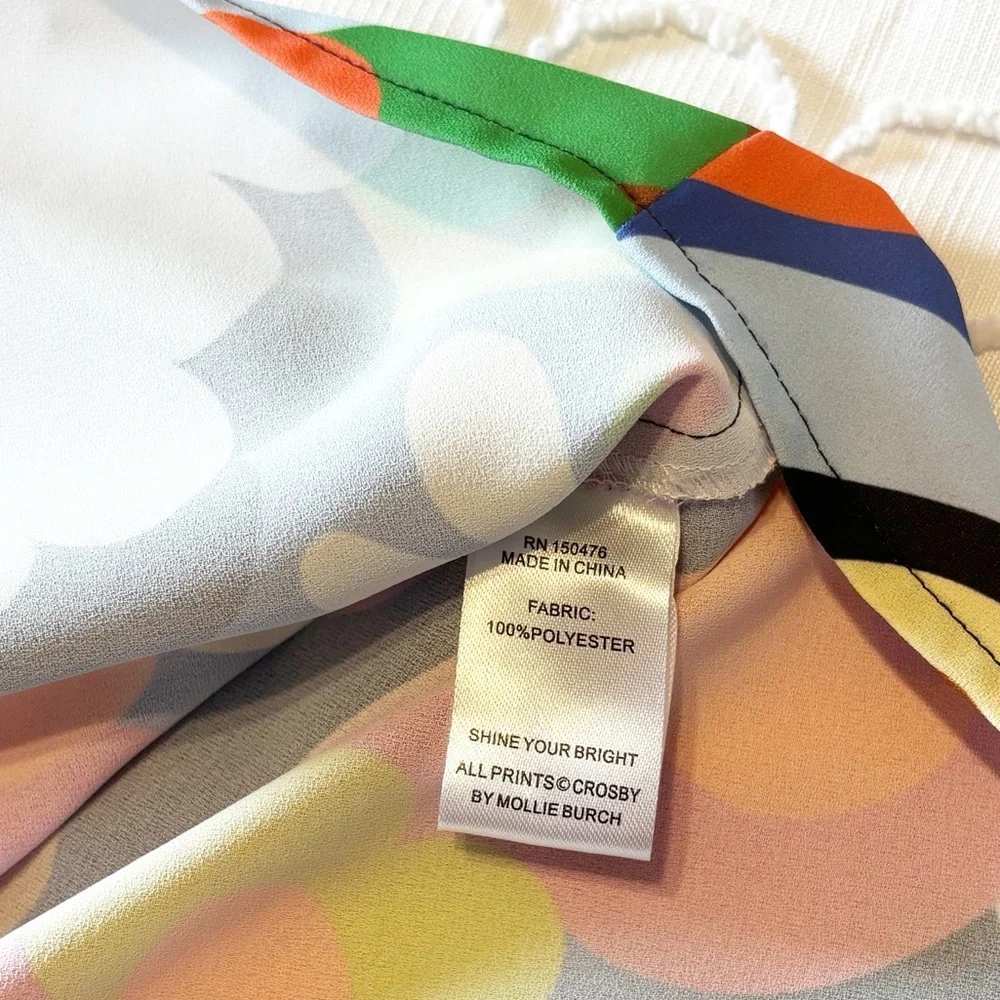 Crosby by Mollie Burch Retro Print Blouse‎ with Contrast Animal Print Ruffle